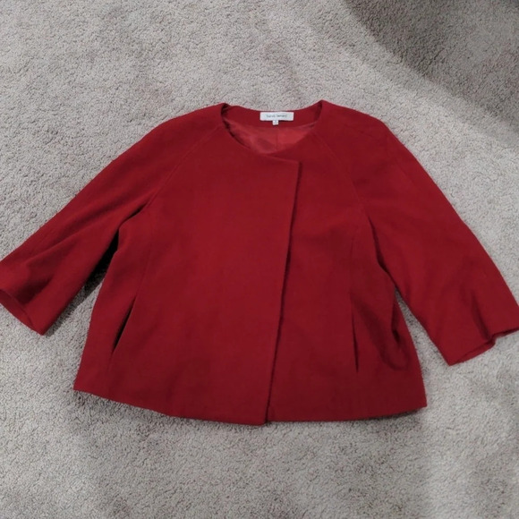 Harve Bernard wool cashmere blend red blazer SIZE 16 - Picture 3 of 11